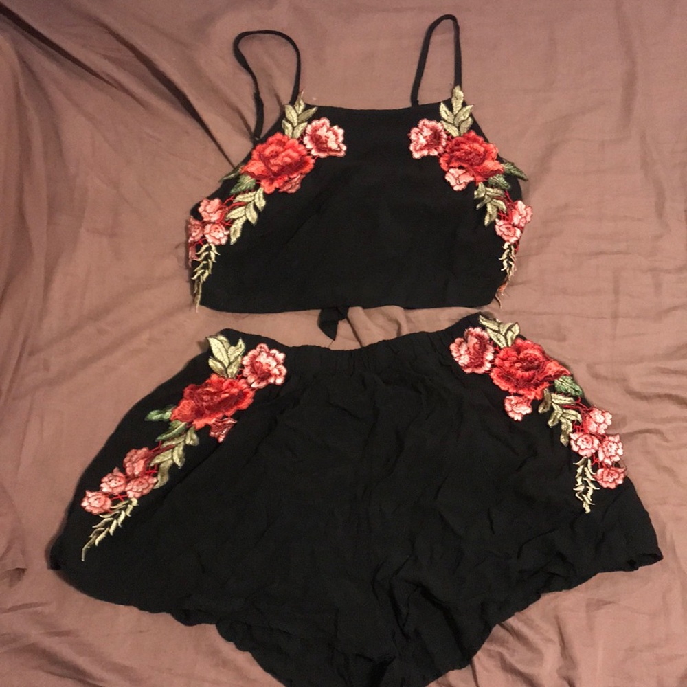 Two piece crop top and shorts